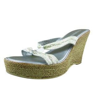 Damiani‎  Women Slide Sandal Shoes Silver Synthetic Size 10 Medium